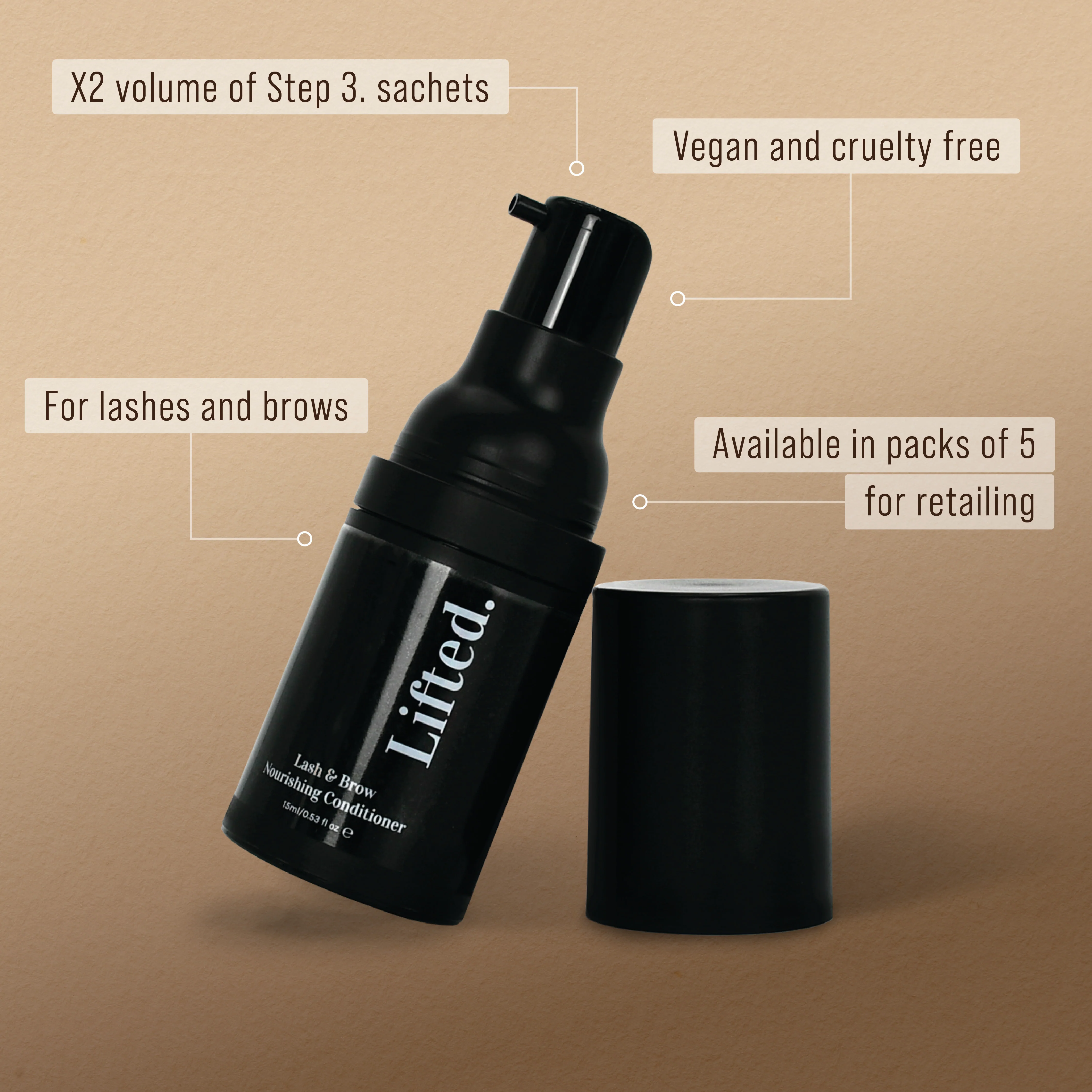 Lifted. Lash & Brow Nourishing Conditioner (Step 3 in a bottle) - Image 3